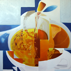 Tee 3, Öl auf Lw, 1x1m, 瞬间, 茶, Erinnerung, Moment painting