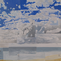 Ende eines Surftages, Öl auf Lw, 1x1m meyers-art momete malerei